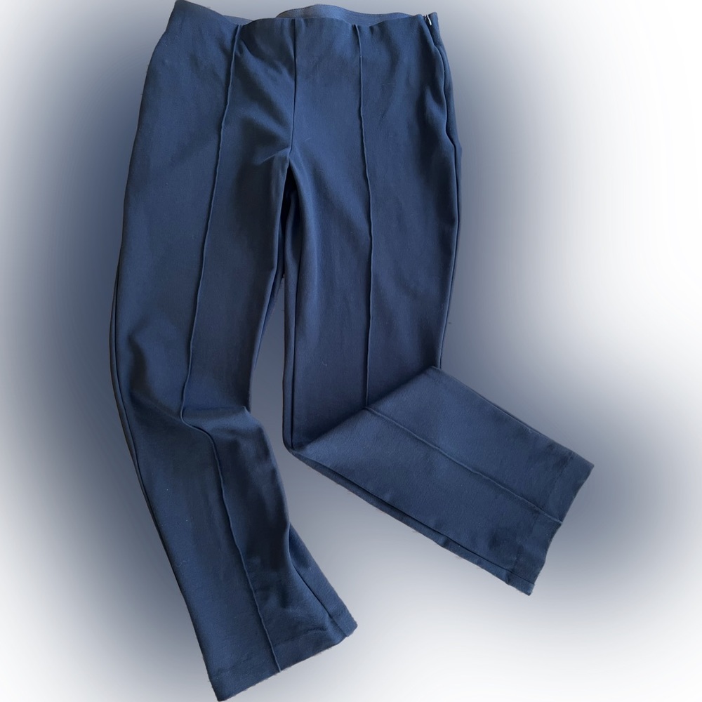Chico's Pants Womens .5(Medium/6) Black Ponte Knit Side Zip Elastic Waist